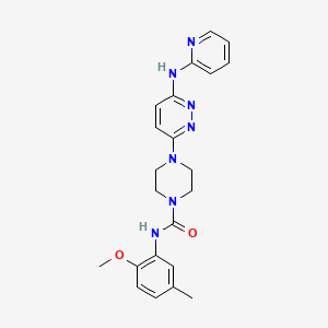 molecular formula C22H25N7O2 B2869919 N-(2-methoxy-5-methylphenyl)-4-(6-(pyridin-2-ylamino)pyridazin-3-yl)piperazine-1-carboxamide CAS No. 1021249-62-6