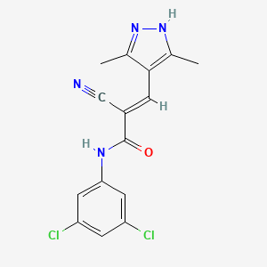 molecular formula C15H12Cl2N4O B2869924 (E)-2-cyano-N-(3,5-dichlorophenyl)-3-(3,5-dimethyl-1H-pyrazol-4-yl)prop-2-enamide CAS No. 1239472-50-4