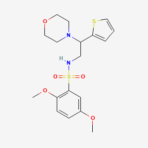 molecular formula C18H24N2O5S2 B2869929 2,5-二甲氧基-N-(2-吗啉-2-(噻吩-2-基)乙基)苯磺酰胺 CAS No. 899955-59-0