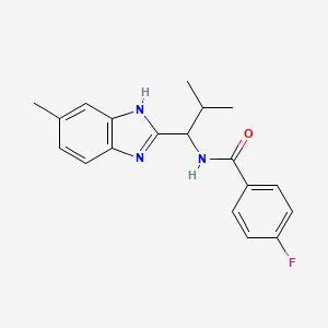 4-Fluoro-N-(2-methyl-1-(5-methyl-1H-1,3-benzimidazol-2-yl)propyl)benzenecarboxamide