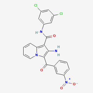 molecular formula C22H14Cl2N4O4 B2869938 2-amino-N-(3,5-dichlorophenyl)-3-(3-nitrobenzoyl)indolizine-1-carboxamide CAS No. 903344-25-2