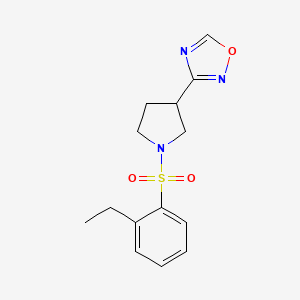 molecular formula C14H17N3O3S B2869944 3-(1-((2-Ethylphenyl)sulfonyl)pyrrolidin-3-yl)-1,2,4-oxadiazole CAS No. 2034277-91-1