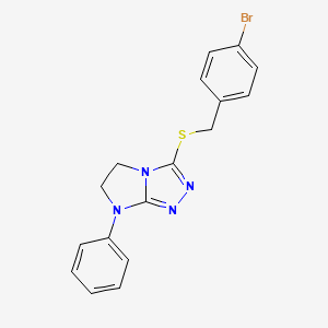 molecular formula C17H15BrN4S B2869945 3-((4-溴苄基)硫代)-7-苯基-6,7-二氢-5H-咪唑并[2,1-c][1,2,4]三唑 CAS No. 923107-49-7