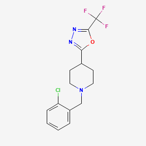 molecular formula C15H15ClF3N3O B2869947 2-(1-(2-Chlorobenzyl)piperidin-4-yl)-5-(trifluoromethyl)-1,3,4-oxadiazole CAS No. 1396862-11-5