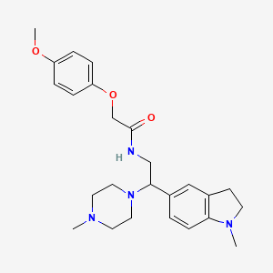 molecular formula C25H34N4O3 B2869953 2-(4-methoxyphenoxy)-N-(2-(1-methylindolin-5-yl)-2-(4-methylpiperazin-1-yl)ethyl)acetamide CAS No. 922089-55-2