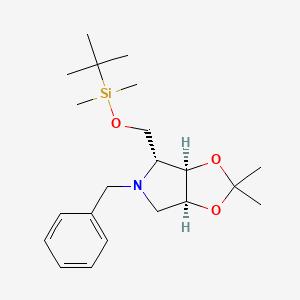 molecular formula C21H35NO3Si B2869954 4H-1,3-Dioxolo[4,5-c]pyrrole, 4-[[[(1,1-dimethylethyl)dimethylsilyl]oxy]methyl]tetrahydro-2,2-dimethyl-5-(phenylmethyl)-, (3aR,4R,6aS)- CAS No. 153172-30-6