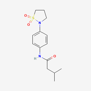 molecular formula C14H20N2O3S B2869955 N-[4-(1,1-dioxo-1,2-thiazolidin-2-yl)phenyl]-3-methylbutanamide CAS No. 941974-51-2