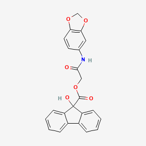 molecular formula C23H17NO6 B2869956 2-(苯并[d][1,3]二氧杂环-5-基氨基)-2-氧代乙基 9-羟基-9H-芴-9-羧酸酯 CAS No. 1286709-64-5