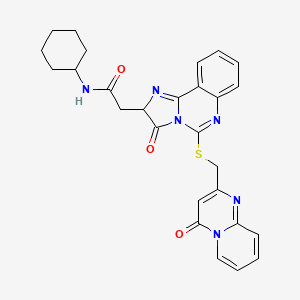 N-cyclohexyl-2-[3-oxo-5-[(4-oxopyrido[1,2-a]pyrimidin-2-yl)methylsulfanyl]-2H-imidazo[1,2-c]quinazolin-2-yl]acetamide