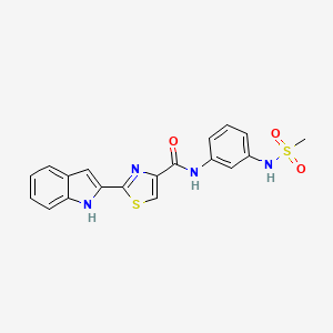 molecular formula C19H16N4O3S2 B2869965 2-(1H-indol-2-yl)-N-(3-(methylsulfonamido)phenyl)thiazole-4-carboxamide CAS No. 1171550-81-4