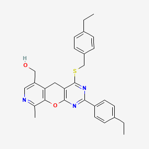 [5-(4-Ethylphenyl)-7-{[(4-ethylphenyl)methyl]sulfanyl}-14-methyl-2-oxa-4,6,13-triazatricyclo[8.4.0.0^{3,8}]tetradeca-1(10),3(8),4,6,11,13-hexaen-11-yl]methanol