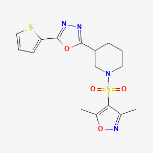molecular formula C16H18N4O4S2 B2869984 2-(1-((3,5-二甲基异恶唑-4-基)磺酰基)哌啶-3-基)-5-(噻吩-2-基)-1,3,4-恶二唑 CAS No. 1226458-83-8