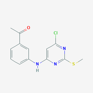 molecular formula C13H12ClN3OS B2870008 1-(3-{[6-Chloro-2-(methylsulfanyl)pyrimidin-4-yl]amino}phenyl)ethan-1-one CAS No. 1426935-68-3