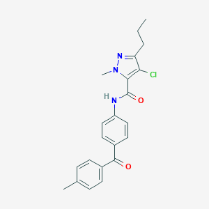 molecular formula C22H22ClN3O2 B287001 4-chloro-1-methyl-N-[4-(4-methylbenzoyl)phenyl]-3-propyl-1H-pyrazole-5-carboxamide 