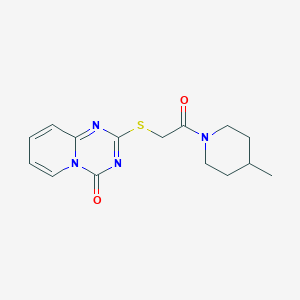 molecular formula C15H18N4O2S B2870010 2-[2-(4-Methylpiperidin-1-yl)-2-oxoethyl]sulfanylpyrido[1,2-a][1,3,5]triazin-4-one CAS No. 896325-09-0