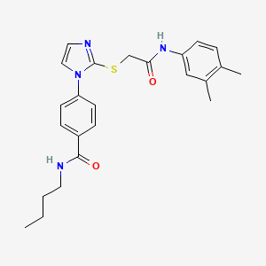 molecular formula C24H28N4O2S B2870016 N-butyl-4-(2-((2-((3,4-dimethylphenyl)amino)-2-oxoethyl)thio)-1H-imidazol-1-yl)benzamide CAS No. 1207013-64-6