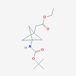 molecular formula C14H23NO4 B2870027 2-(3-((叔丁氧羰基)氨基)双环[1.1.1]戊烷-1-基)乙酸乙酯 CAS No. 2096992-05-9