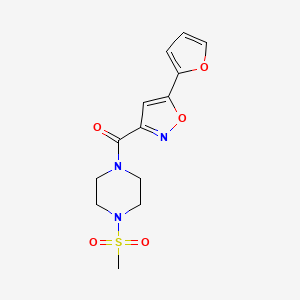 molecular formula C13H15N3O5S B2870028 (5-(呋喃-2-基)异恶唑-3-基)(4-(甲磺酰基)哌嗪-1-基)甲苯酮 CAS No. 1203103-07-4