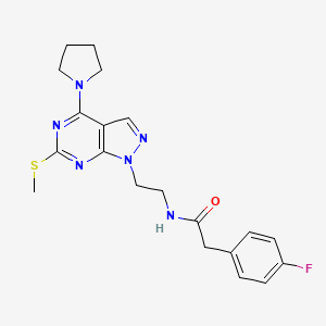 molecular formula C20H23FN6OS B2870041 2-(4-fluorophenyl)-N-(2-(6-(methylthio)-4-(pyrrolidin-1-yl)-1H-pyrazolo[3,4-d]pyrimidin-1-yl)ethyl)acetamide CAS No. 941985-89-3