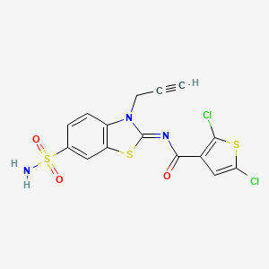 molecular formula C15H9Cl2N3O3S3 B2870043 2,5-dichloro-N-(3-prop-2-ynyl-6-sulfamoyl-1,3-benzothiazol-2-ylidene)thiophene-3-carboxamide CAS No. 1164490-23-6