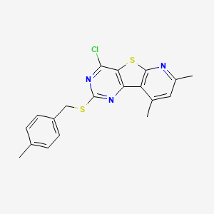 molecular formula C19H16ClN3S2 B2870051 4-氯-7,9-二甲基-2-[(4-甲基苄基)硫代]吡啶并[3',2':4,5]噻吩并[3,2-d]嘧啶 CAS No. 478047-96-0