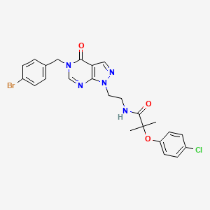 molecular formula C24H23BrClN5O3 B2870052 N-(2-(5-(4-bromobenzyl)-4-oxo-4,5-dihydro-1H-pyrazolo[3,4-d]pyrimidin-1-yl)ethyl)-2-(4-chlorophenoxy)-2-methylpropanamide CAS No. 921888-53-1