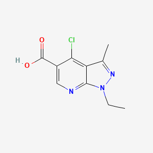 molecular formula C10H10ClN3O2 B2870058 4-Chloro-1-ethyl-3-methyl-1H-pyrazolo[3,4-B]pyridine-5-carboxylic acid CAS No. 851520-85-9