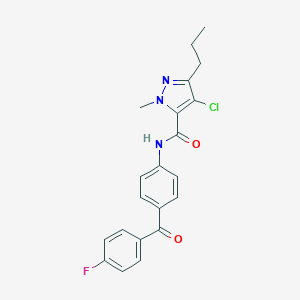 molecular formula C21H19ClFN3O2 B287007 4-chloro-N-[4-(4-fluorobenzoyl)phenyl]-1-methyl-3-propyl-1H-pyrazole-5-carboxamide 