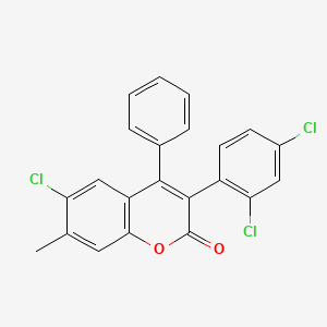 molecular formula C22H13Cl3O2 B2870075 6-氯-3-(2,4-二氯苯基)-7-甲基-4-苯基色满-2-酮 CAS No. 263364-92-7