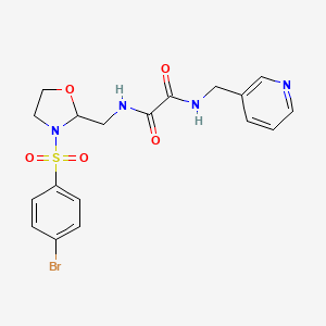 molecular formula C18H19BrN4O5S B2870078 N1-((3-((4-bromophenyl)sulfonyl)oxazolidin-2-yl)methyl)-N2-(pyridin-3-ylmethyl)oxalamide CAS No. 868981-01-5