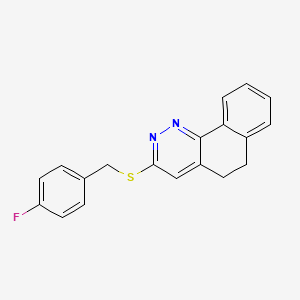 molecular formula C19H15FN2S B2870091 5,6-二氢苯并[h]辛诺林-3-基4-氟苄基硫醚 CAS No. 383148-28-5