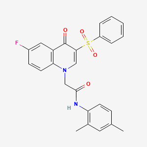 molecular formula C25H21FN2O4S B2870104 2-[3-(benzenesulfonyl)-6-fluoro-4-oxoquinolin-1-yl]-N-(2,4-dimethylphenyl)acetamide CAS No. 866725-64-6