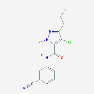 molecular formula C15H15ClN4O B287011 4-chloro-N-(3-cyanophenyl)-1-methyl-3-propyl-1H-pyrazole-5-carboxamide 