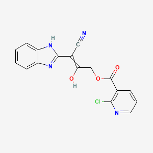 3-cyano-3-(2,3-dihydro-1H-1,3-benzodiazol-2-ylidene)-2-oxopropyl 2-chloropyridine-3-carboxylate