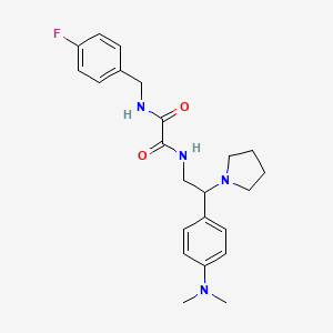 molecular formula C23H29FN4O2 B2870124 N1-(2-(4-(二甲氨基)苯基)-2-(吡咯烷-1-基)乙基)-N2-(4-氟苄基)草酰胺 CAS No. 941933-25-1