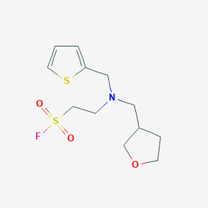 molecular formula C12H18FNO3S2 B2870125 2-[Oxolan-3-ylmethyl(thiophen-2-ylmethyl)amino]ethanesulfonyl fluoride CAS No. 2411243-84-8