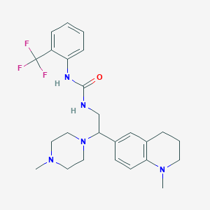 molecular formula C25H32F3N5O B2870133 1-(2-(1-甲基-1,2,3,4-四氢喹啉-6-基)-2-(4-甲基哌嗪-1-基)乙基)-3-(2-(三氟甲基)苯基)脲 CAS No. 1210821-59-2