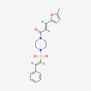 molecular formula C20H22N2O4S B2870139 3-(5-Methylfuran-2-yl)-1-[4-(2-phenylethenesulfonyl)piperazin-1-yl]prop-2-en-1-one CAS No. 851292-10-9
