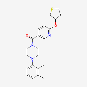 molecular formula C22H27N3O2S B2870146 (4-(2,3-二甲苯基)哌嗪-1-基)(6-((四氢噻吩-3-基)氧基)吡啶-3-基)甲苯酮 CAS No. 2034394-88-0
