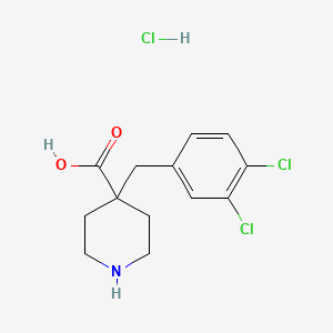 molecular formula C13H16Cl3NO2 B2870154 4-[(3,4-Dichlorophenyl)methyl]piperidine-4-carboxylic acid hydrochloride CAS No. 1803599-48-5