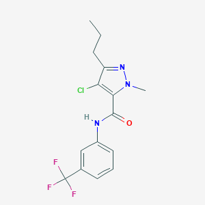 molecular formula C15H15ClF3N3O B287016 4-chloro-1-methyl-3-propyl-N-[3-(trifluoromethyl)phenyl]-1H-pyrazole-5-carboxamide 