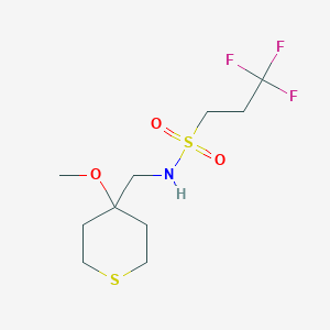 molecular formula C10H18F3NO3S2 B2870162 3,3,3-三氟-N-((4-甲氧基四氢-2H-噻吩-4-基)甲基)丙烷-1-磺酰胺 CAS No. 2034453-45-5