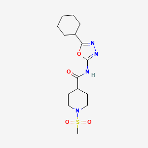 molecular formula C15H24N4O4S B2870166 N-(5-环己基-1,3,4-恶二唑-2-基)-1-(甲磺酰基)哌啶-4-甲酰胺 CAS No. 1058463-14-1