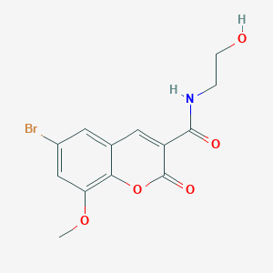 molecular formula C13H12BrNO5 B2870168 6-溴-N-(2-羟乙基)-8-甲氧基-2-氧代-2H-色烯-3-甲酰胺 CAS No. 683249-48-1