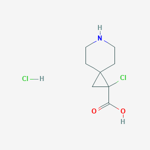 molecular formula C8H13Cl2NO2 B2870171 2-Chloro-6-azaspiro[2.5]octane-2-carboxylic acid;hydrochloride CAS No. 2375270-82-7