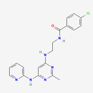 4-chloro-N-(2-((2-methyl-6-(pyridin-2-ylamino)pyrimidin-4-yl)amino)ethyl)benzamide