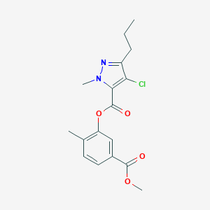 molecular formula C17H19ClN2O4 B287019 5-(methoxycarbonyl)-2-methylphenyl 4-chloro-1-methyl-3-propyl-1H-pyrazole-5-carboxylate 