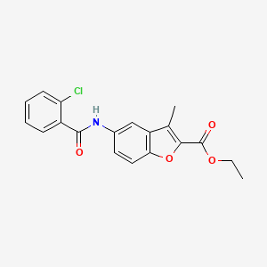 molecular formula C19H16ClNO4 B2870191 5-(2-氯苯甲酰氨基)-3-甲基苯并呋喃-2-甲酸乙酯 CAS No. 923178-80-7