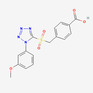 molecular formula C16H14N4O5S B2870204 4-[[1-(3-Methoxyphenyl)tetrazol-5-yl]sulfonylmethyl]benzoic acid CAS No. 2416231-33-7