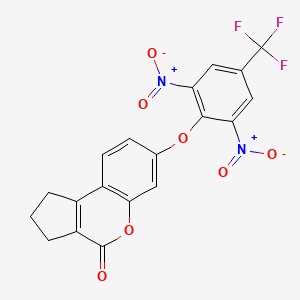 molecular formula C19H11F3N2O7 B2870205 7-[2,6-二硝基-4-(三氟甲基)苯氧基]-2,3-二氢环戊并[c]色烯-4(1H)-酮 CAS No. 314743-68-5